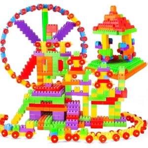 FunBlast Toy Building Blocks – DIY Blocks with Wheel for Kids – Learning and Education Toys for Kids – 290+ Pcs (Multicolor) (290 pieces)
